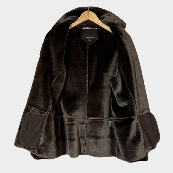 Vintage JONES NEW YORK Faux Suede Fur Lined Penny Lane Jacket Chocolate Brown - Picture 7 of 13